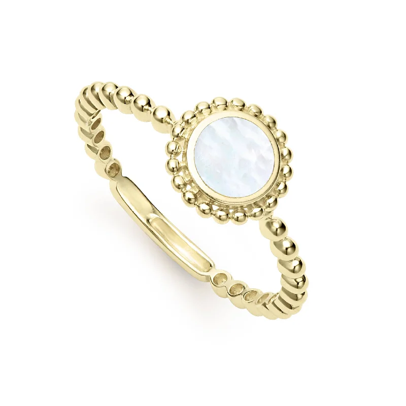 fashion rings for women -Covet Round Mother of Pearl Stacking Ring