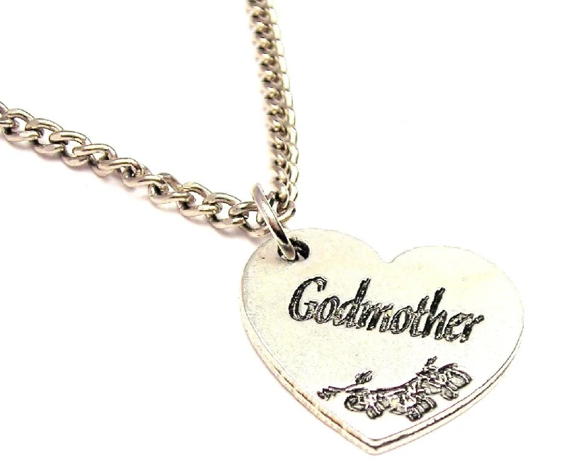 vintage necklaces for women -Godmother Heart Single Charm Necklace