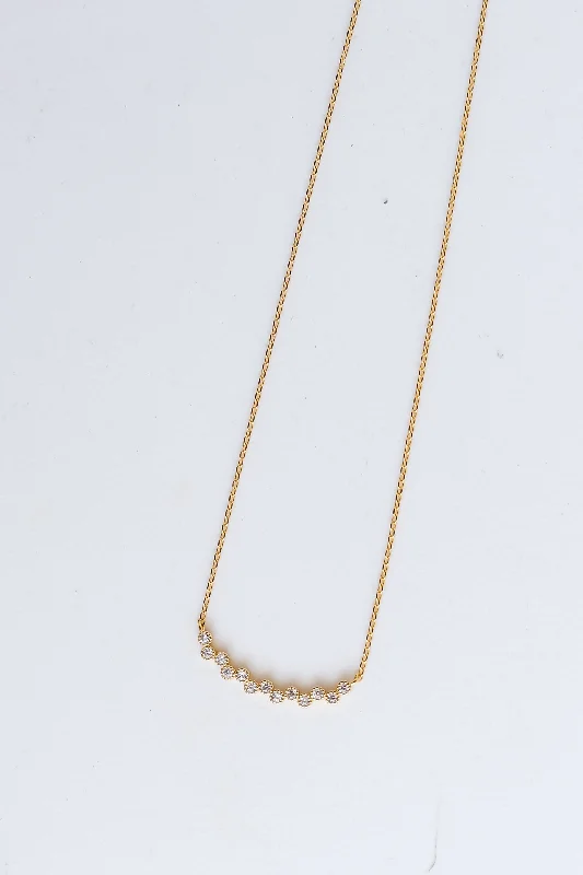 luxury necklaces for brides -FINAL SALE - Alice Gold Rhinestone Bar Necklace