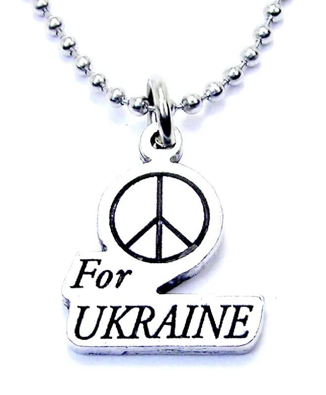 rose gold necklaces for women -Peace For Ukraine Ball Chain Necklace