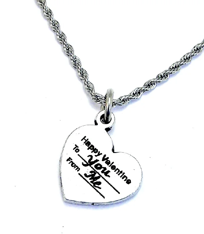 heart-shaped necklaces for women -Happy Valentine to You from Me heart 20" Chain Necklace