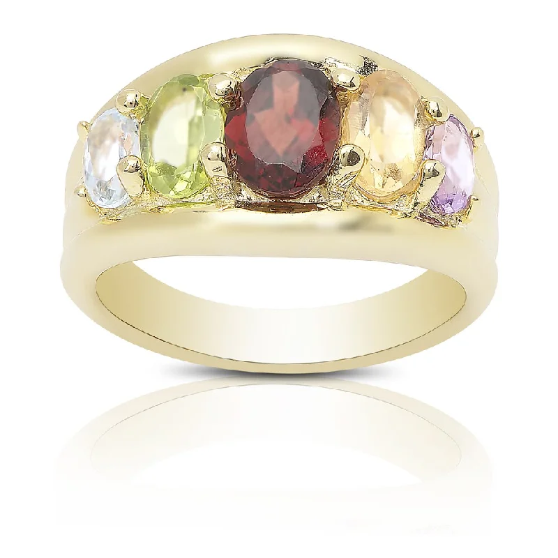 vintage diamond rings -Dolce Giavonna Gold Over Sterling Silver Multi Gemstone Ring