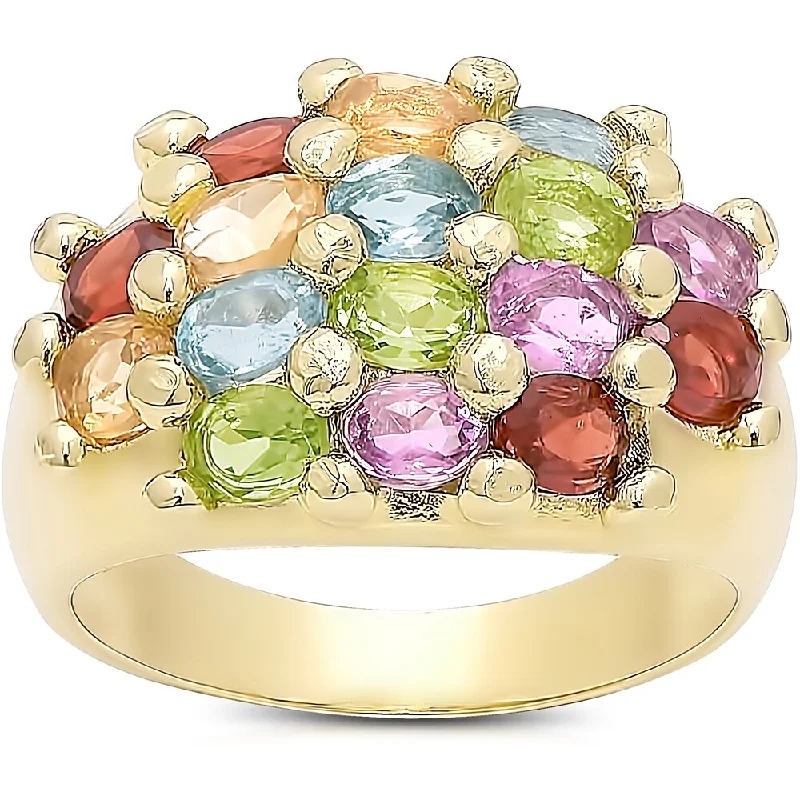 fashion wedding rings -Dolce Giavonna Gold Over Sterling Silver Multi Gemstone Ring