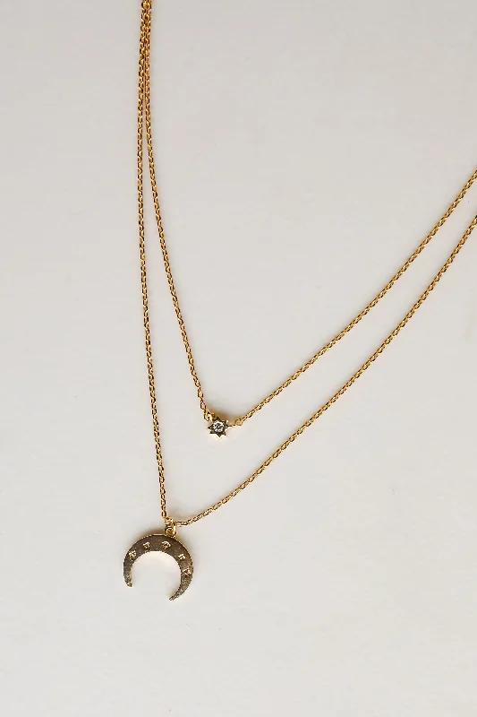 diamond pendant necklaces for women -Sami Gold Crescent Horn Layered Necklace