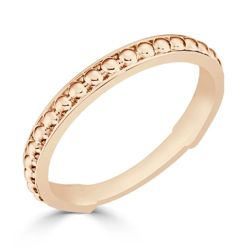 diamond cluster rings for women -Auriya 10K Gold Simple Modern Bead Stack Anniversary Ring