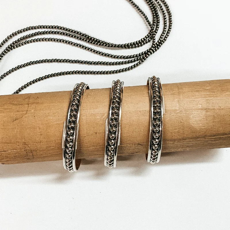 silver-tone bangles for women -Navajo | Navajo Handmade 4mm Circle Detail Sterling Silver Cuff