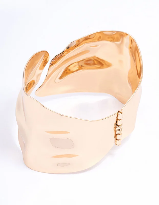 friendship bangles for women -Gold Large Abstract Wrist Cuff