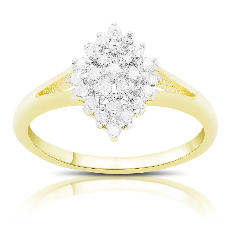 men's style rings for women -Finesque Gold over Silver or Sterling Silver 1/4 Ct TDW Diamond Cluster Ring