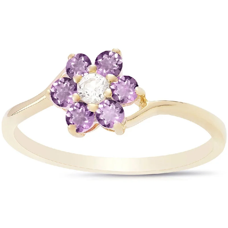 multi-stone rings for women -Dolce Giavonna Sterling Silver Gemstone Flower Ring