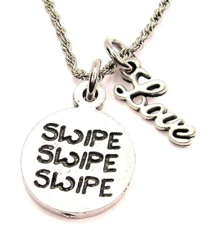 stylish necklaces for women -Swipe Swipe Swipe 20" Chain Necklace With Cursive Love Accent