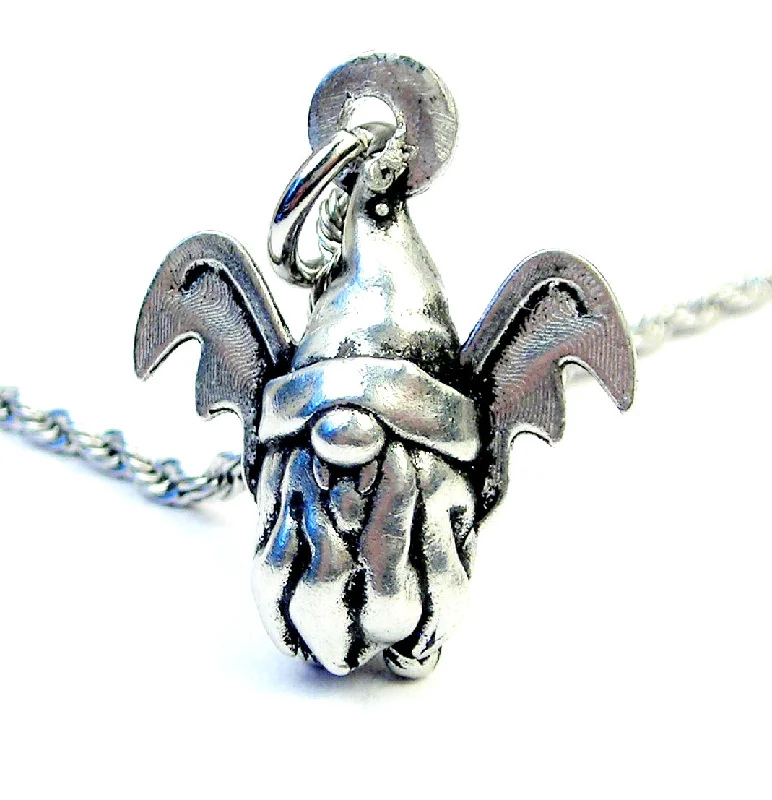 personalized zodiac necklaces -Gnome all ready in his Halloween costume as a Vampire Bat Single Charm Necklace