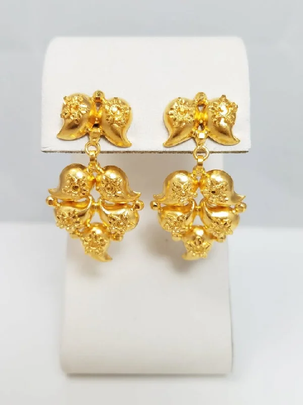 elegant dangle earrings -Intricate 22k Yellow Gold Dangle Earrings