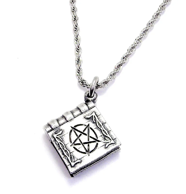 vintage necklaces for women -Satanic Book Single Charm Necklace