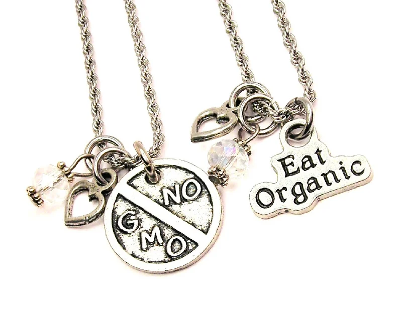 personalized zodiac necklaces -Eat Organic Set Of 2 Rope Chain Necklaces