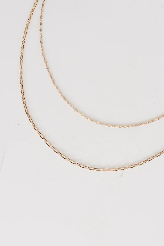 silver chain necklaces for women -FINAL SALE - Khloe Gold Layered Chain Necklace