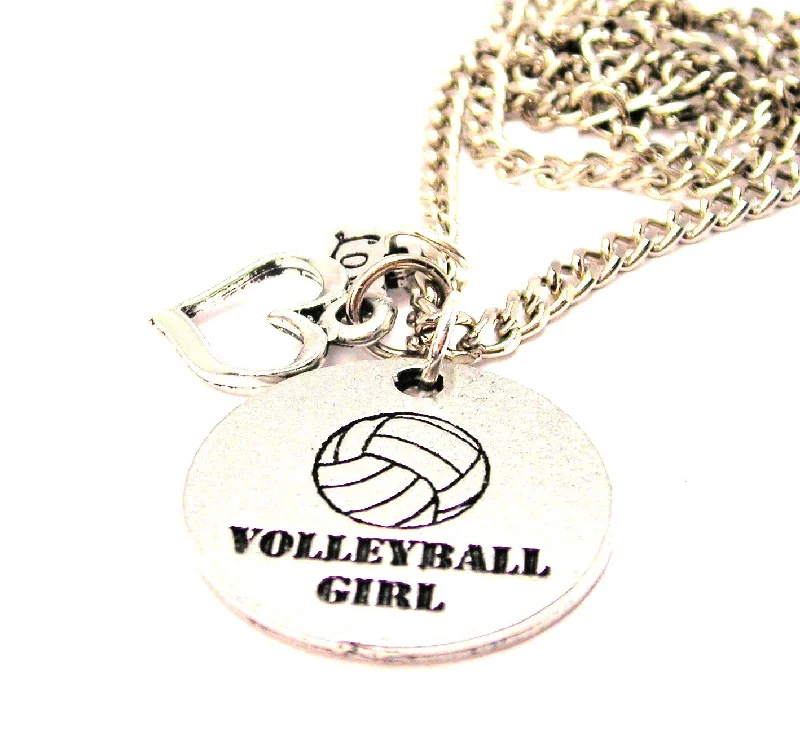 anniversary gift necklaces for women -Volleyball Girl Circle Little Love Necklace