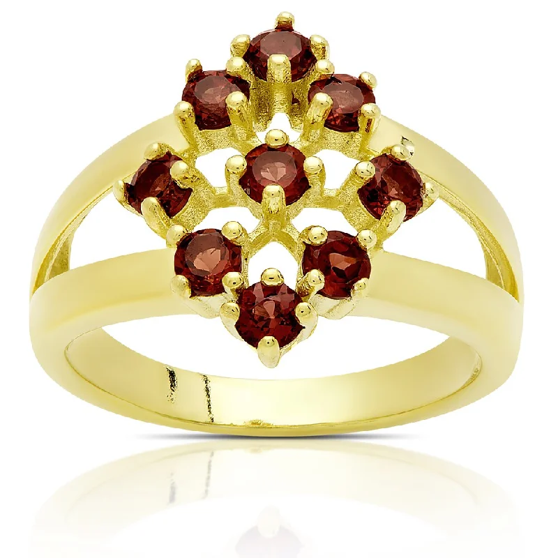 vintage wedding rings for women -Dolce Giavonna Gold Over Sterling Silver Garnet Ring