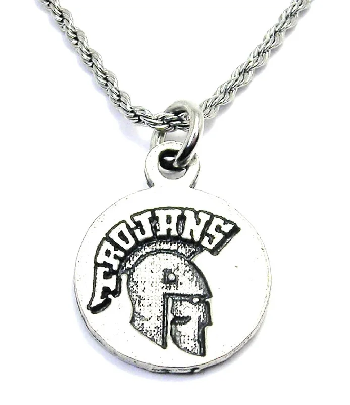 personalized zodiac necklaces -Trojans Mascot With Trojans In Helm Single Charm Necklace