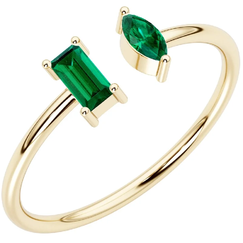 diamond wedding rings for women -14k Gold Plated Sterling Silver 1.75 ct total Emerald Ring