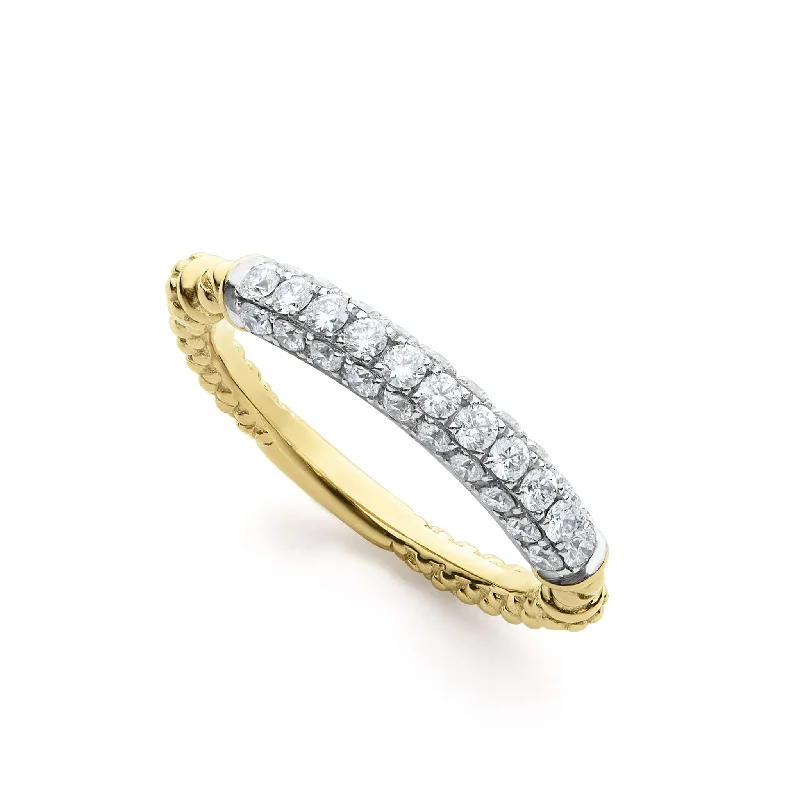 vintage diamond rings -Studio 18K Caviar Gold Pave Diamond Stacking Ring