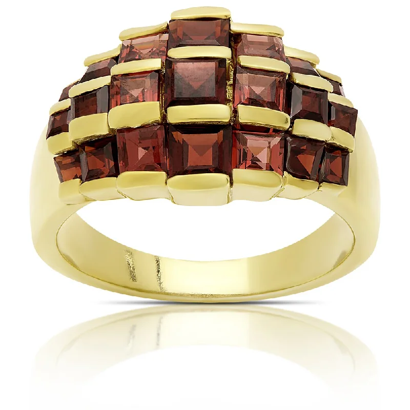 custom wedding rings -Dolce Giavonna Gold Over Sterling Silver Garnet Ring