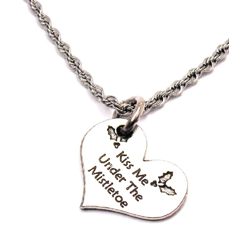 chunky necklaces for women -Kiss Me Under The Mistletoe Single Charm Necklace