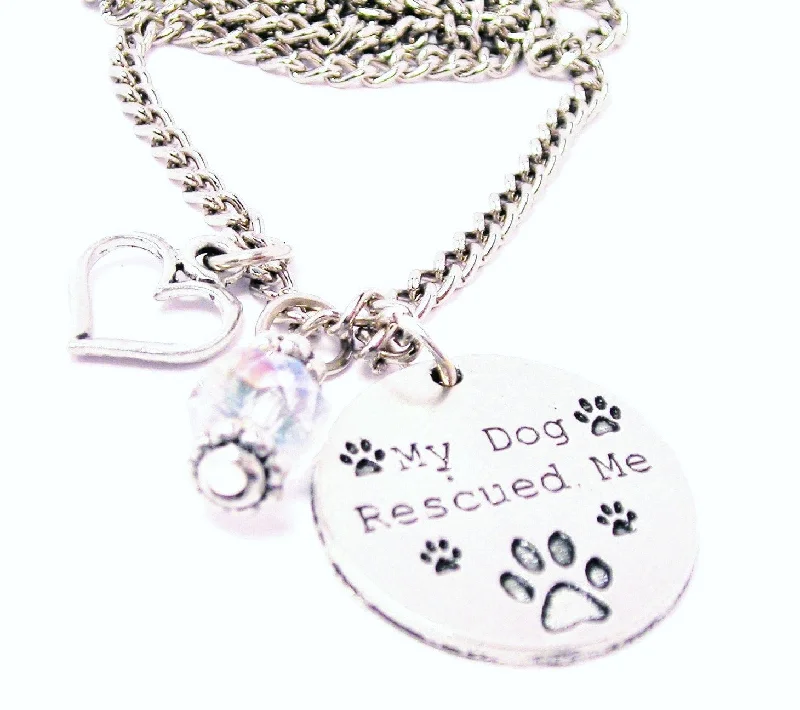 adjustable necklaces for women -My Dog Rescued Me Necklace with Small Heart