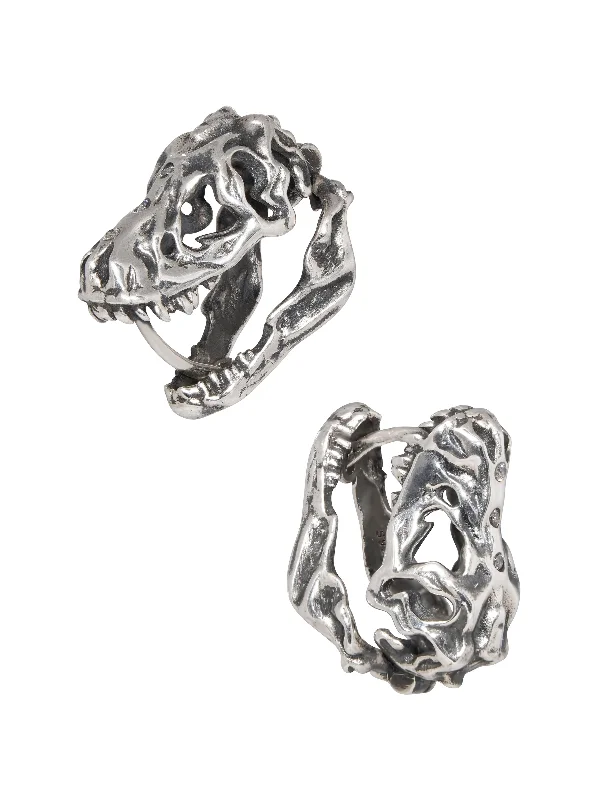 minimalist gold earrings for women -.925 Silver T. rex Skull Earrings