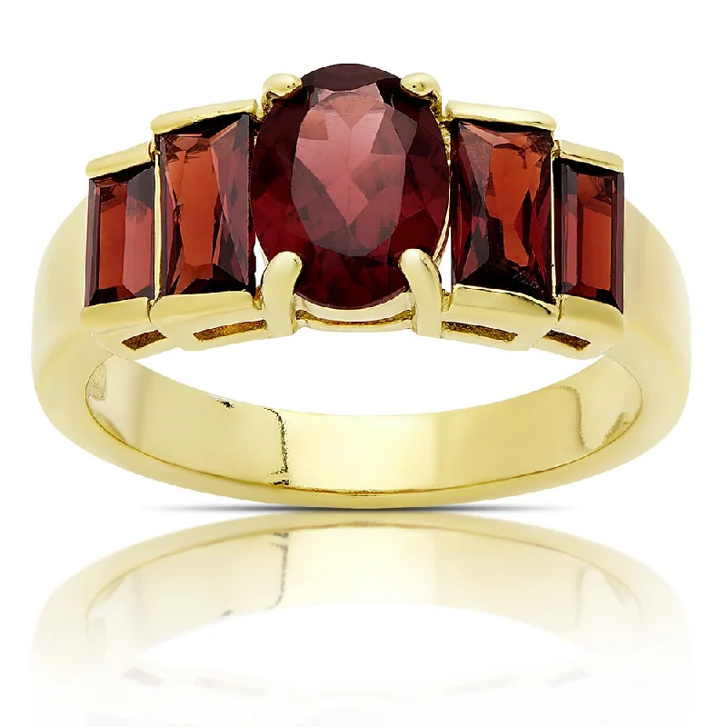 statement wedding rings for women -Dolce Giavonna Gold Over Sterling Silver Garnet Ring