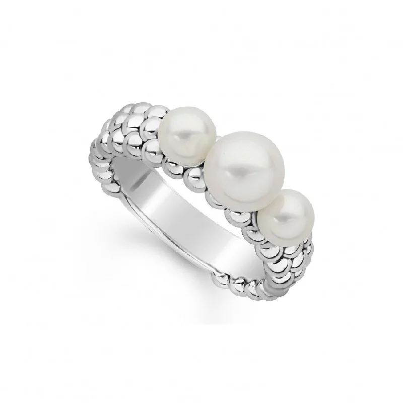 colorful gemstone rings -Luna Caviar Pearl Ring