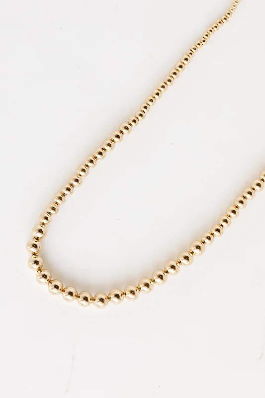 gold plated necklaces for women -FINAL SALE - Clara Gold Beaded Necklace