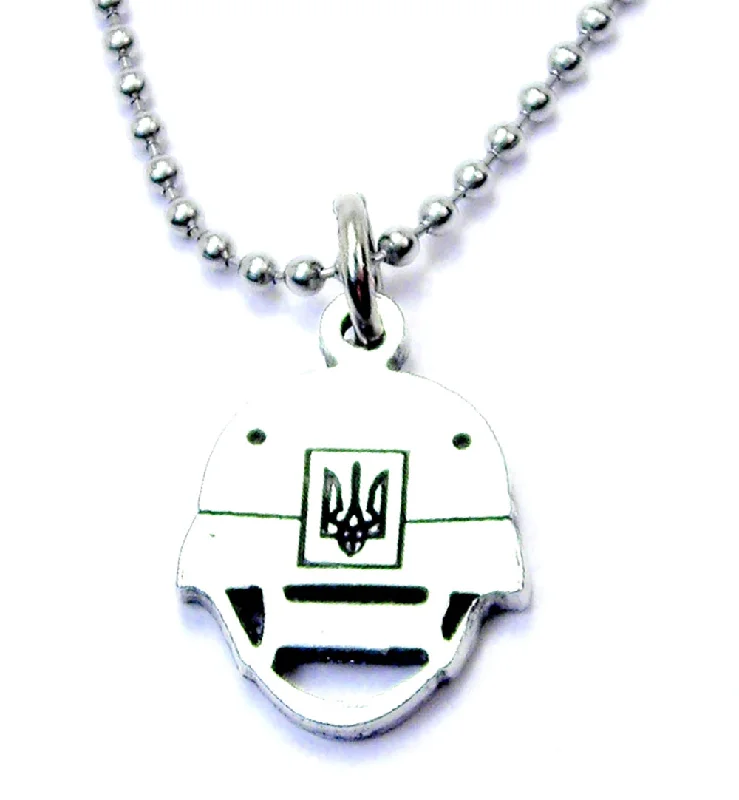 heart necklaces for women -Ukrainian Military Helmet Ball Chain Necklace