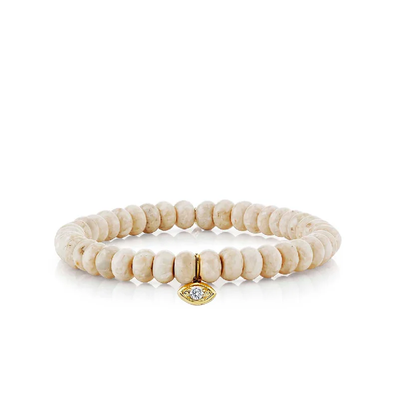 anniversary bracelets for women -Gold & Diamond Marquise Eye on Cream Jasper