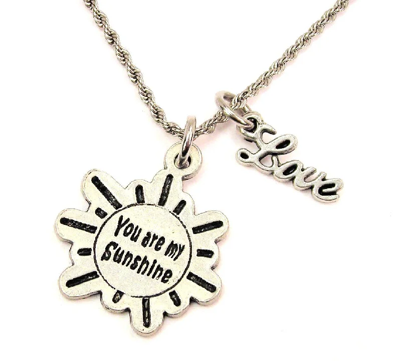 thick chain necklaces for women -You Are My Sunshine 20" Chain Necklace With Cursive Love Accent