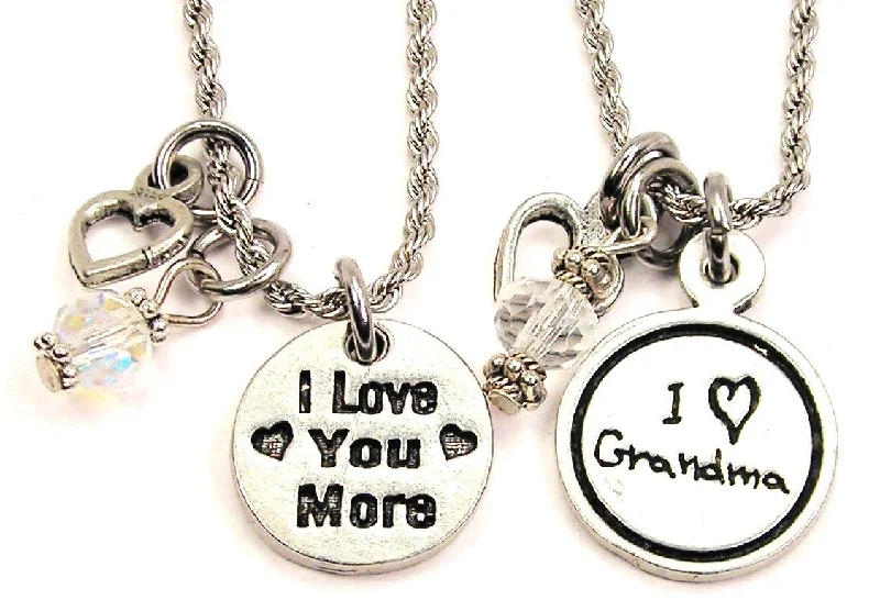 long chain necklaces for women -Grandma I Love You More Set Of 2 Rope Chain Necklaces