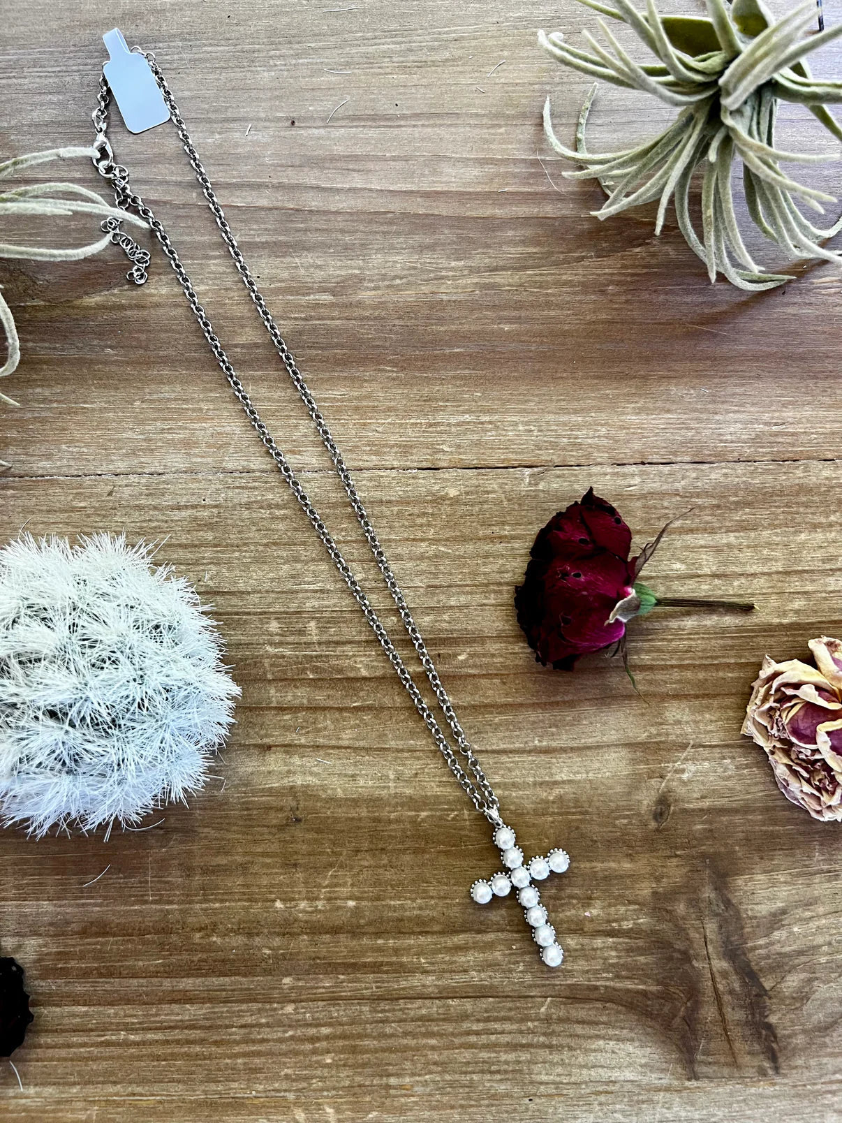 sterling silver necklaces for women -Necklace with Pearl Cross