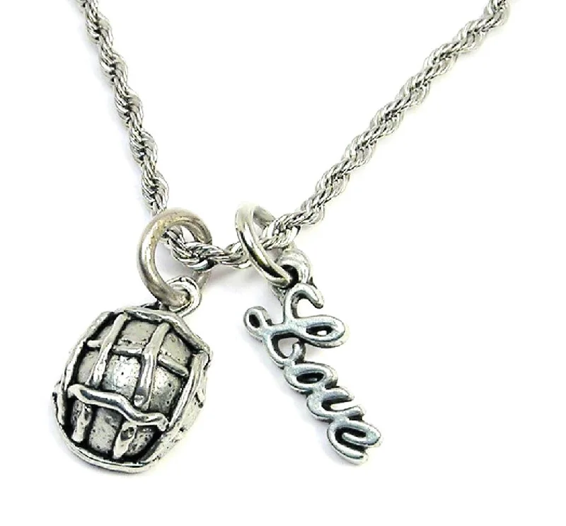 heart necklaces for women -Soldier Army Helmet 20" Rope Necklace With Love