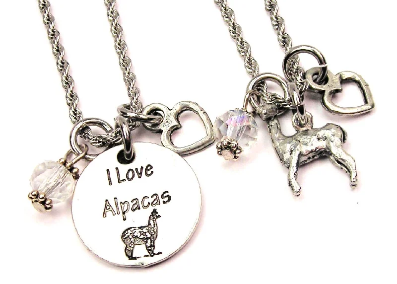 boho necklaces for women -Love Alpacas Set Of 2 Rope Chain Necklaces