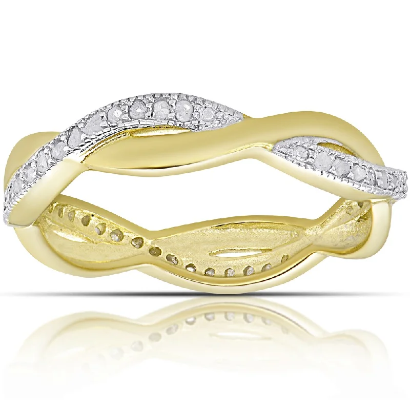 fashion wedding rings -Finesque Gold over Sterling Silver 1/4ct TW Diamond Twist Design Ring