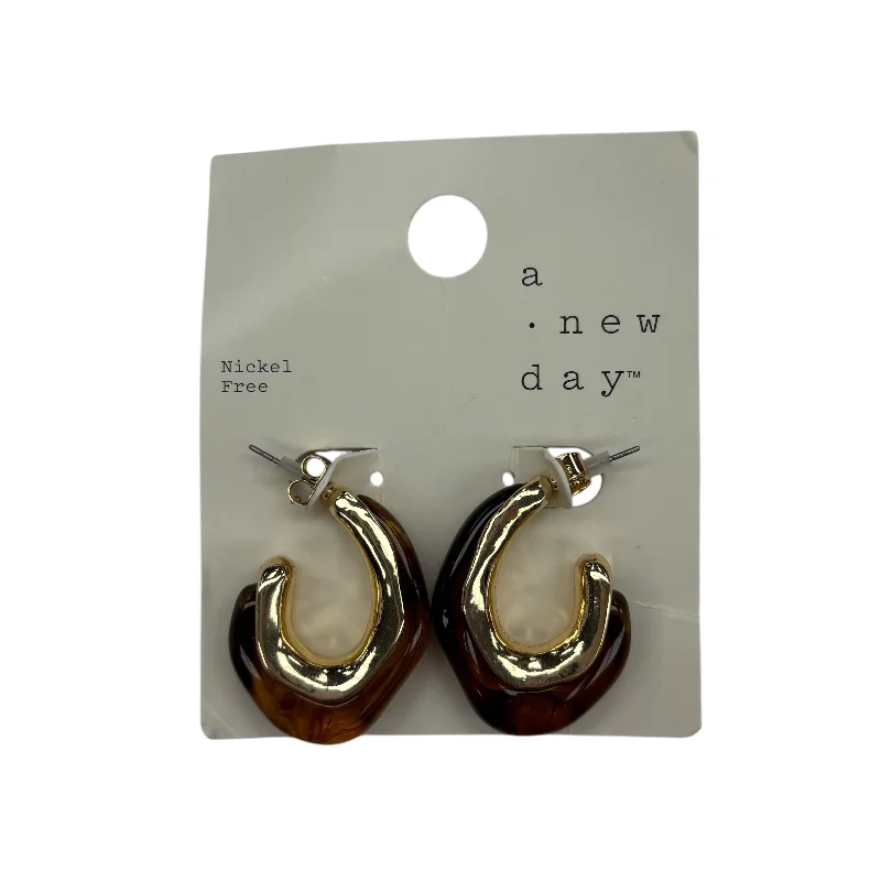 romantic pearl earrings for women -Earrings Hoop By A New Day In Tortoise Shell Print