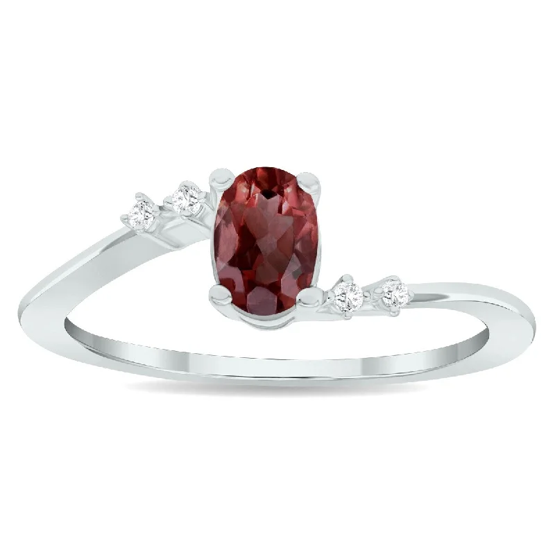 luxury diamond wedding rings -Women's Garnet and Diamond Tierra Ring in 10K White Gold