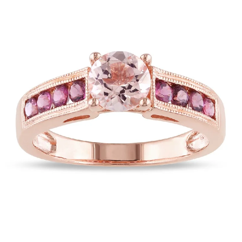 statement rings for women -Miadora Rose-plated Silver Round-cut Morganite and Pink Tourmaline Ring