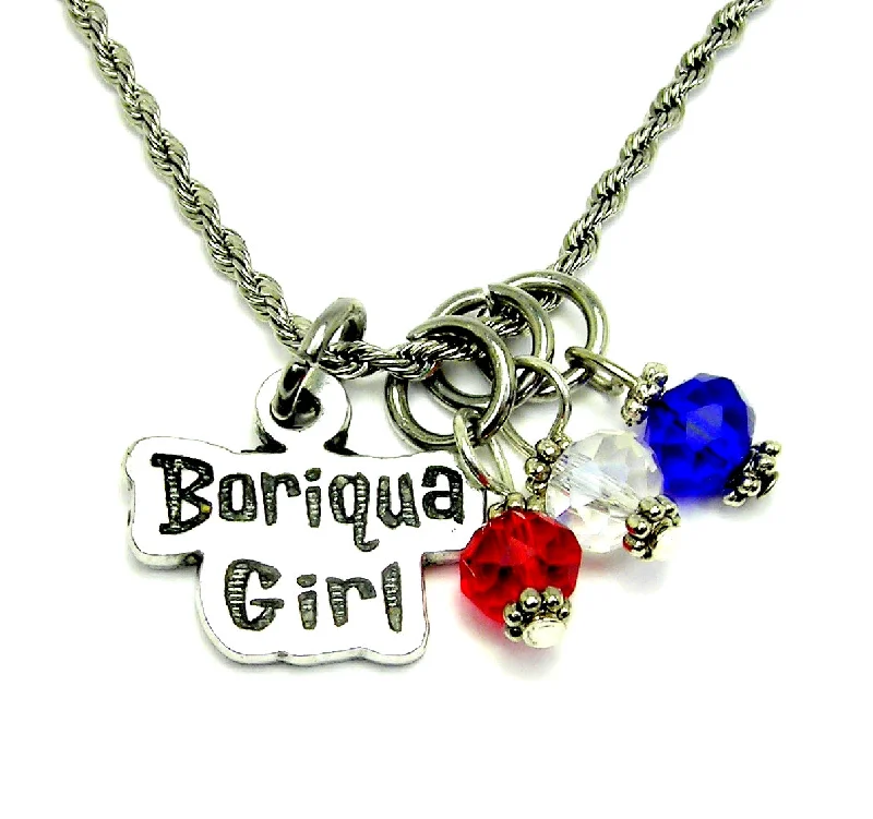 vintage gold necklaces for women -Boriqua Girl of Puerto Rico  20" Rope Necklace Puerto Rican