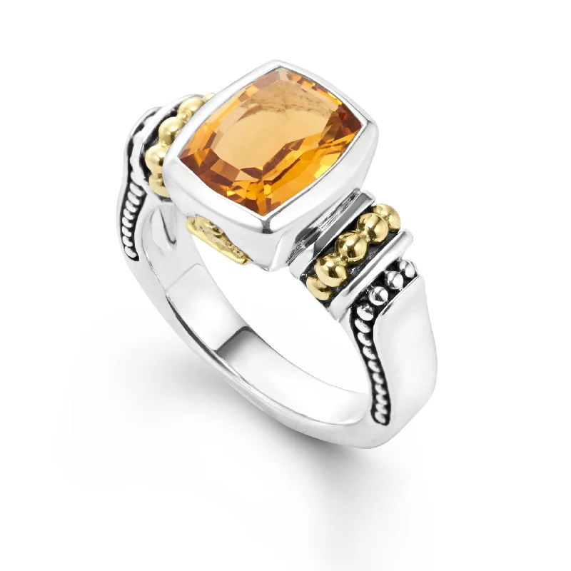 classic rings for women -Caviar Color Bezel-Set Citrine Ring