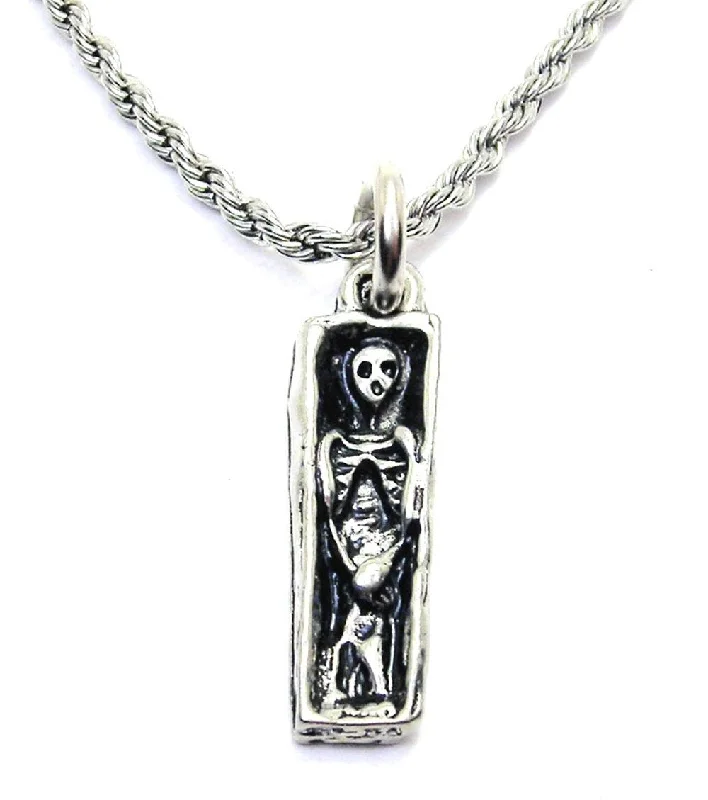 gold bar necklaces for women -Skeleton In Coffin Single Charm Necklace