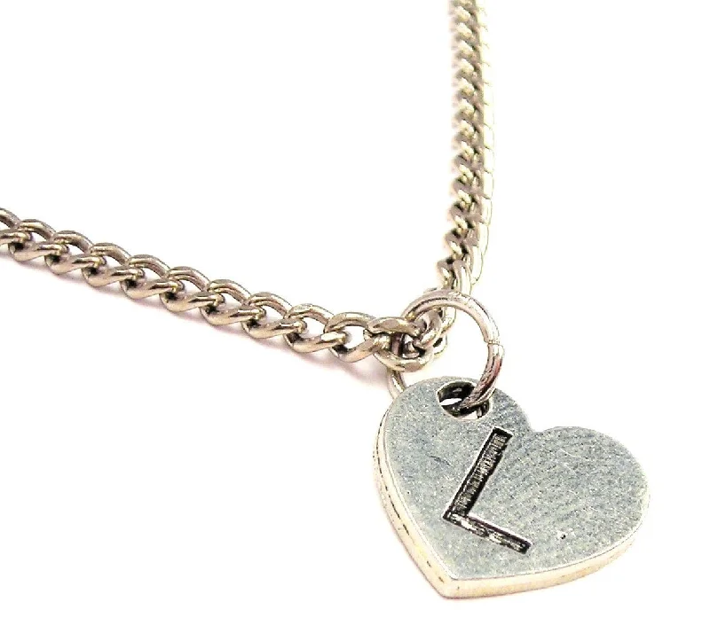 personalized zodiac necklaces -Heart Shaped Initial L Single Charm Necklace