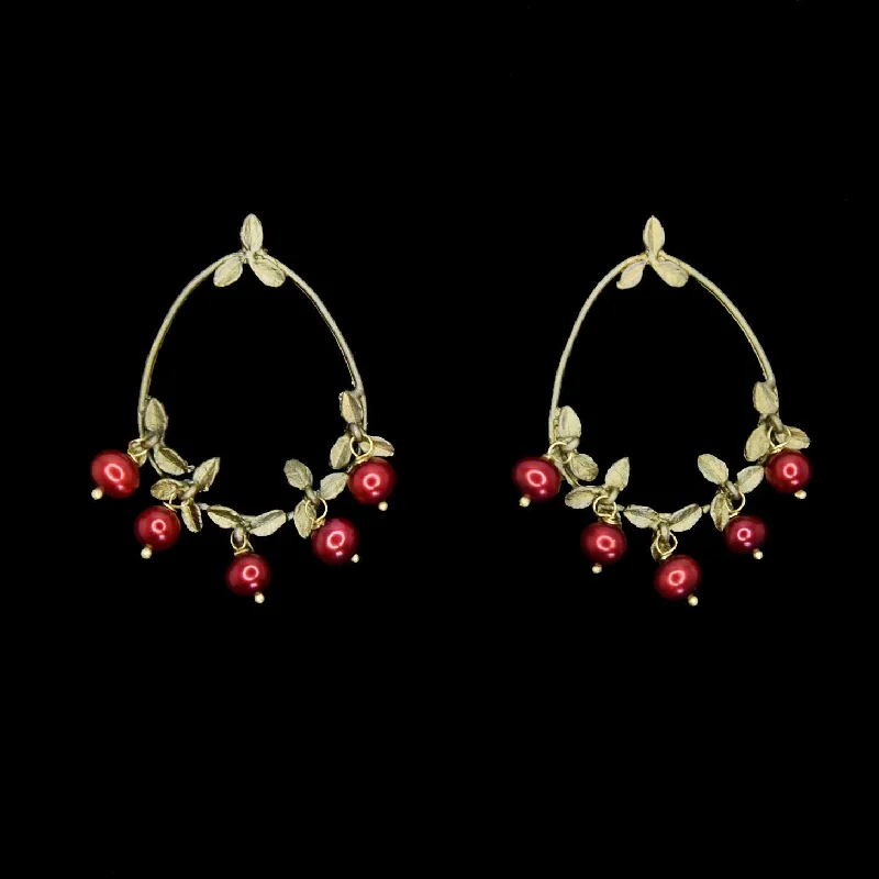 antique drop earrings for women -Cranberry Earrings - Hoop Post