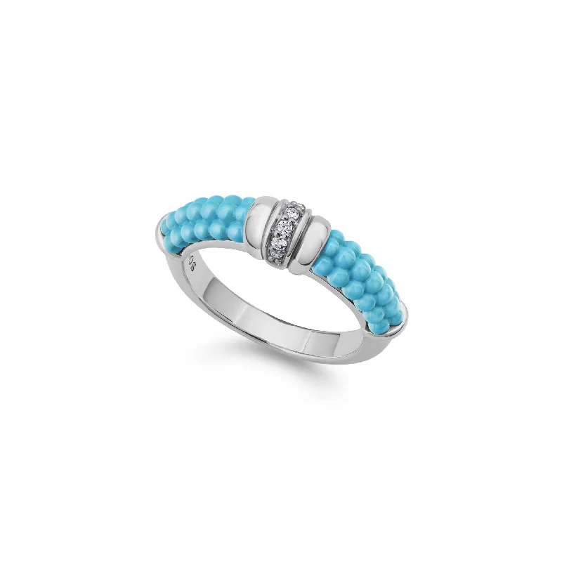 personalized rings for women -Blue Caviar Small Ceramic Diamond Stacking Ring