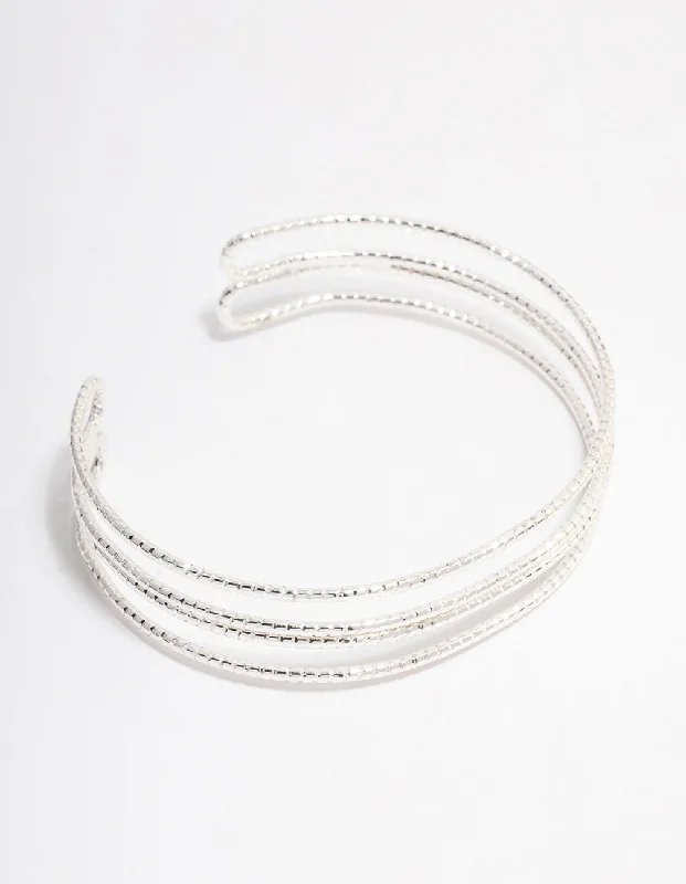 tennis bracelets for women -Silver Triple Open Wrist Cuff