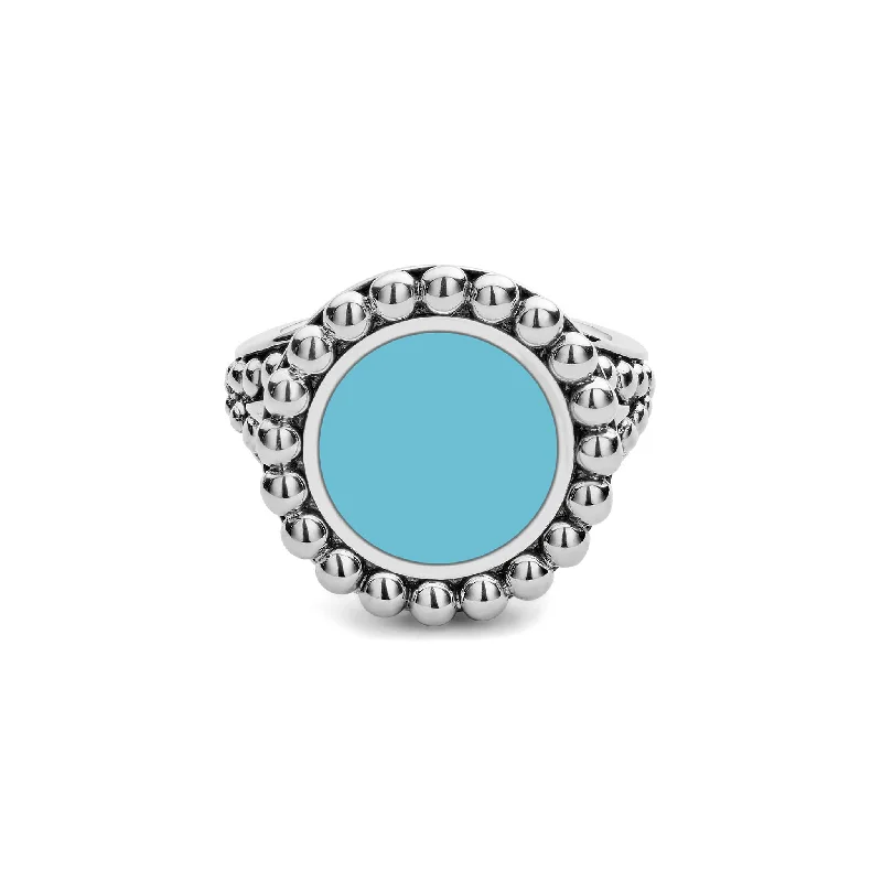 stylish rings for women -Maya Small Caviar Circle Ceramic Ring